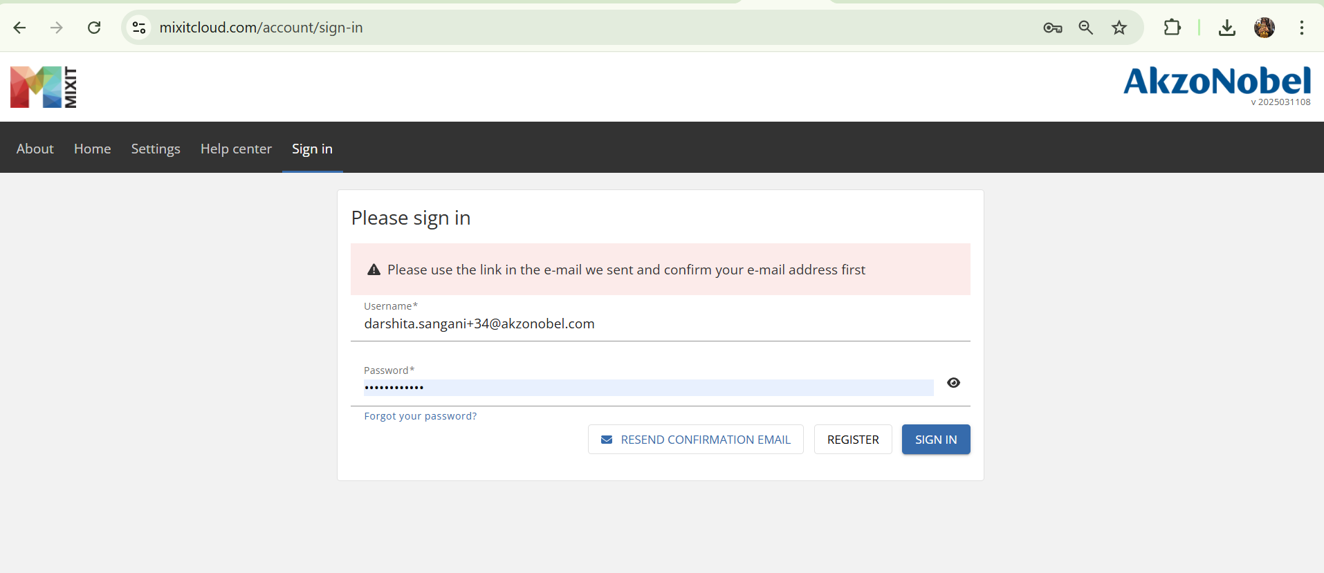 Warning message to confirm an account